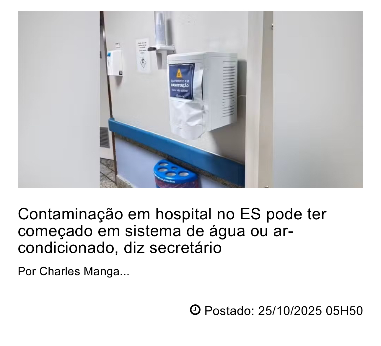 Surto de Bactéria no hospital Santa Rita