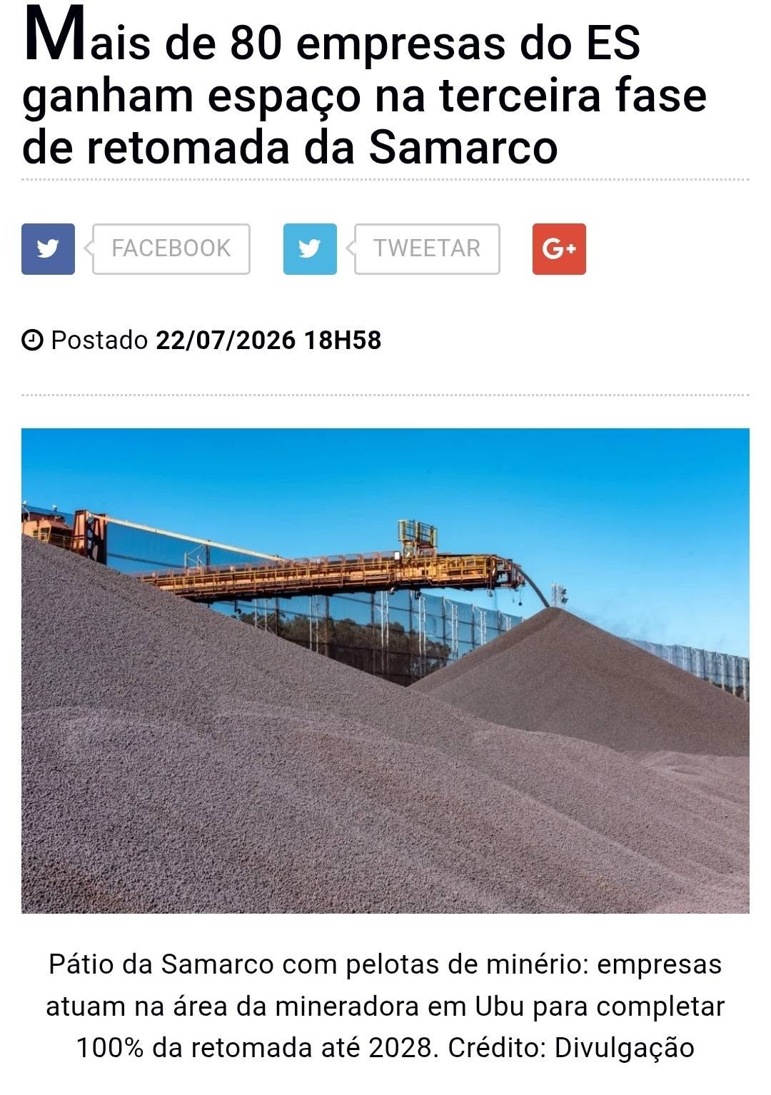 A volta da Samarco